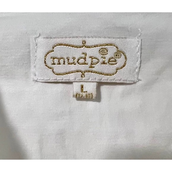 Mud Pie White Sleeveless Gold Trimmed Shift Dress Size Large - Picture 7 of 7
